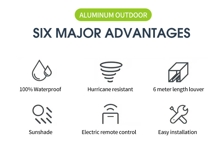 Garden Motorized Opening Roof System Waterproof Aluminum Pergola Gazebo Louvers Garden Gazebo Manufacturer