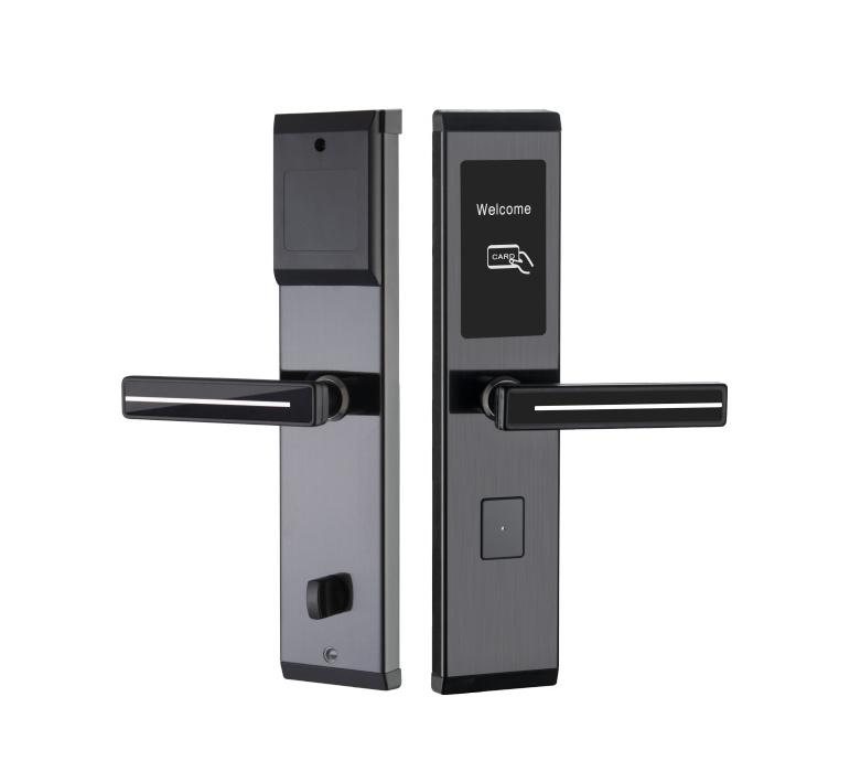 Low Price Mechanical Key Card Unlock Aluminum Panel Digital Smart Door Lock For Hotel