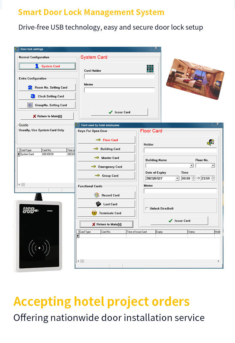 Electronic Motel Hotel Lock System Smart Door Lock with Management Software System