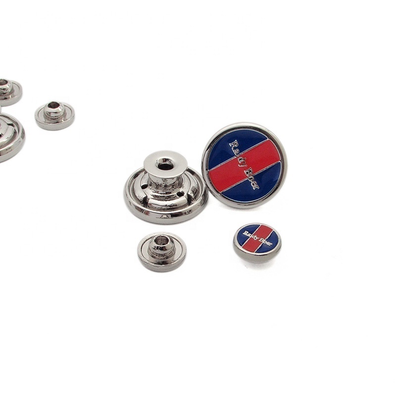 Silver metal button color enamel logo tack button for clothes