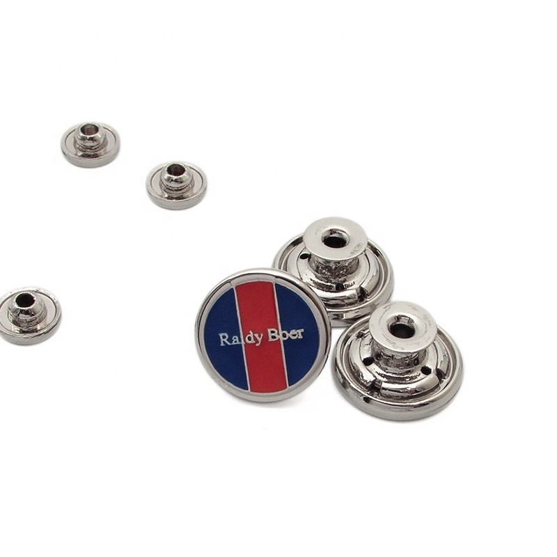 Silver metal button color enamel logo tack button for clothes