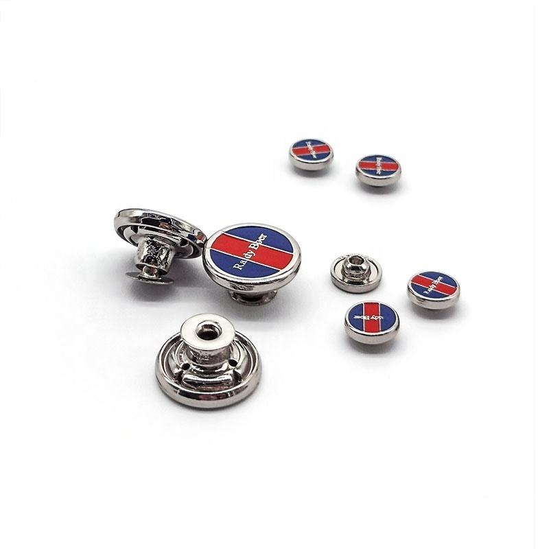 Silver metal button color enamel logo tack button for clothes