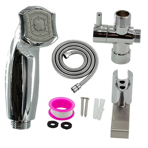 HaoEhhl OEM/ODM 1.2m hand shower bidet stainless hose abs bidet sprayer with t-valve bidet faucet set