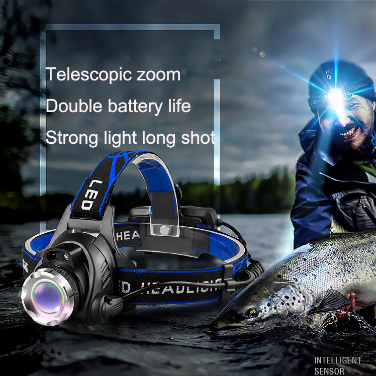 Head-mounted Miner's Lamp Outdoor Induction Zoom Fishing Headlamp High Power Waterproof Led Headlamp Flashlight