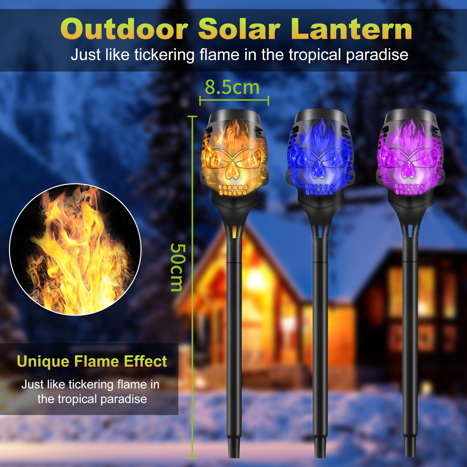 Howlighting Outdoor Decoration Festival Flame Skeleton Lamp LED Solar Garden Halloween Light