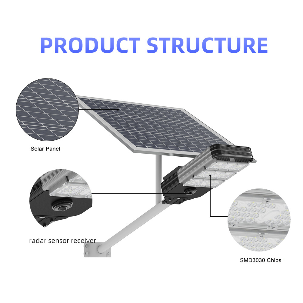 Howlighting Outdoor Waterproof Aluminum Solar Street Lamp Remote Control 150W 200W Garden Solar LED Street Lights