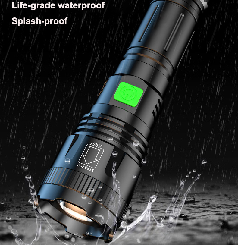 P50 Led Telescopic Zoom Night Fishing Flashlight 1700lm High Lumens Usb Rechargeable High Power Flashlight