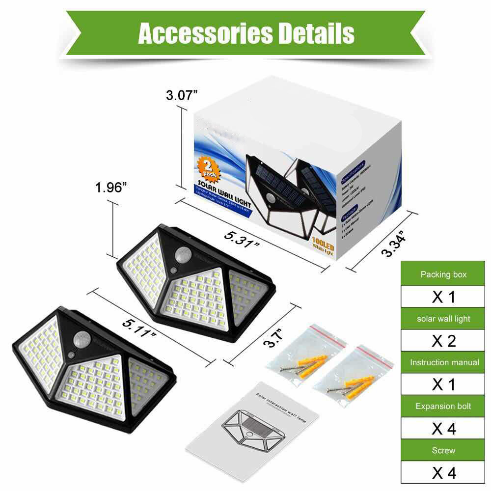 Howlighting Outdoor 100 LED Waterproof Solar Garden Lamp Motion Sensor PIR Solar Wall Garden Light