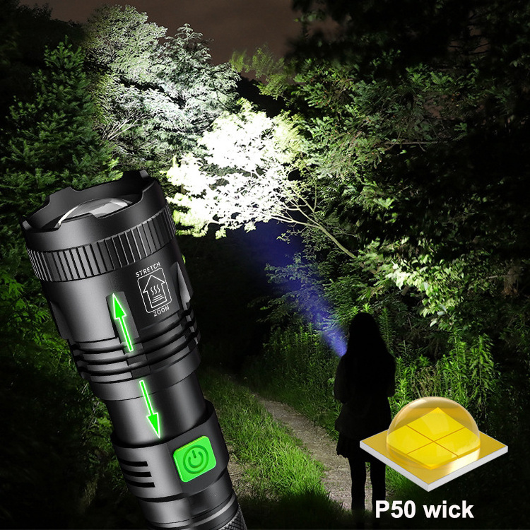 Howlighting High Brightness Zoom Glare Flashlight P50/t6 Wick Led Rechargeable 1200 Lumens Waterproof Flashlight