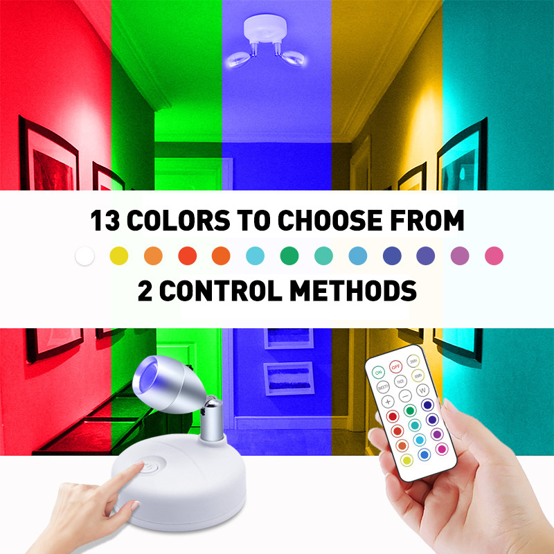 Howlighitng 13-color Adjustable Led Remote Wireless Battery Operated Accent Lights Spotlight for Home