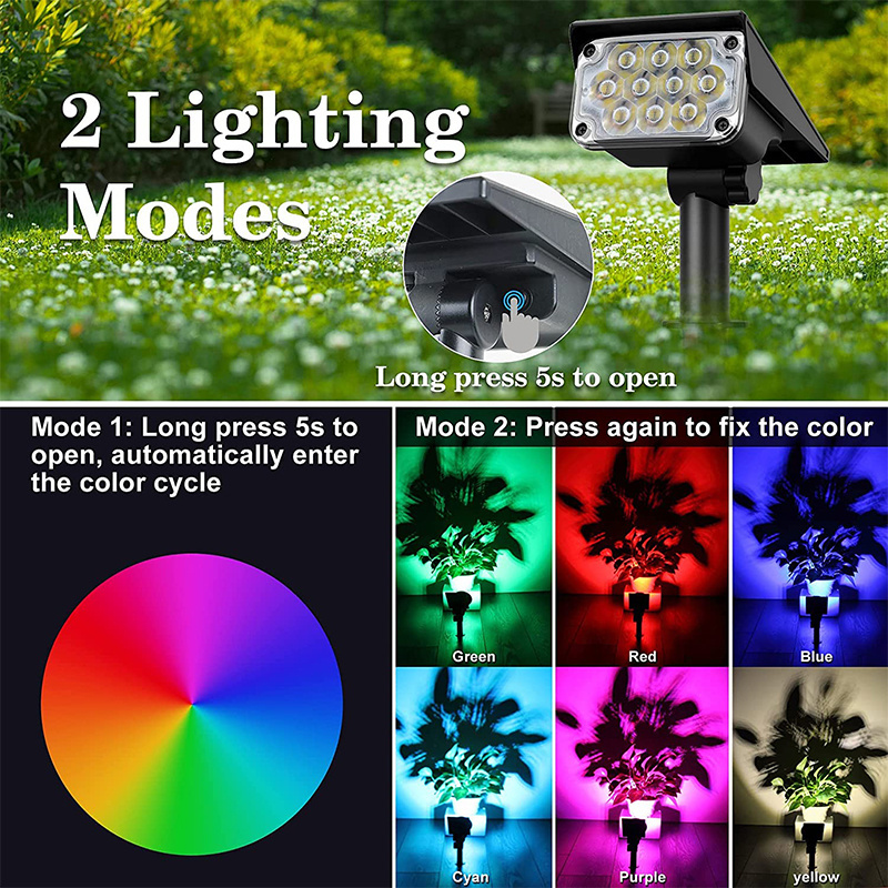 Adjustable 10LED RGB Waterproof Solar Powered Spotlight For Garden Wireless Outdoor Yard Landscape Light