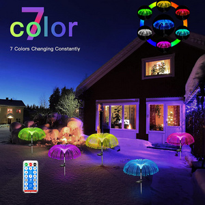 Howlighting 2022 Outdoor Waterproof 7 Color Changing Landscape Lamp Wholesale Solar Led Fiber Optic Jellyfish Garden Lights