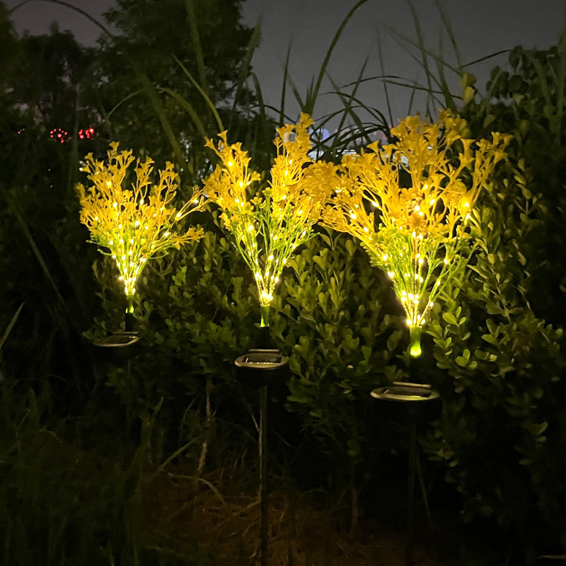 Howlighting Outdoor Waterproof Solar Color Changing Fiber Butterfly Reed Wheat Flower Lamp Garden Solar Led Flower Lights