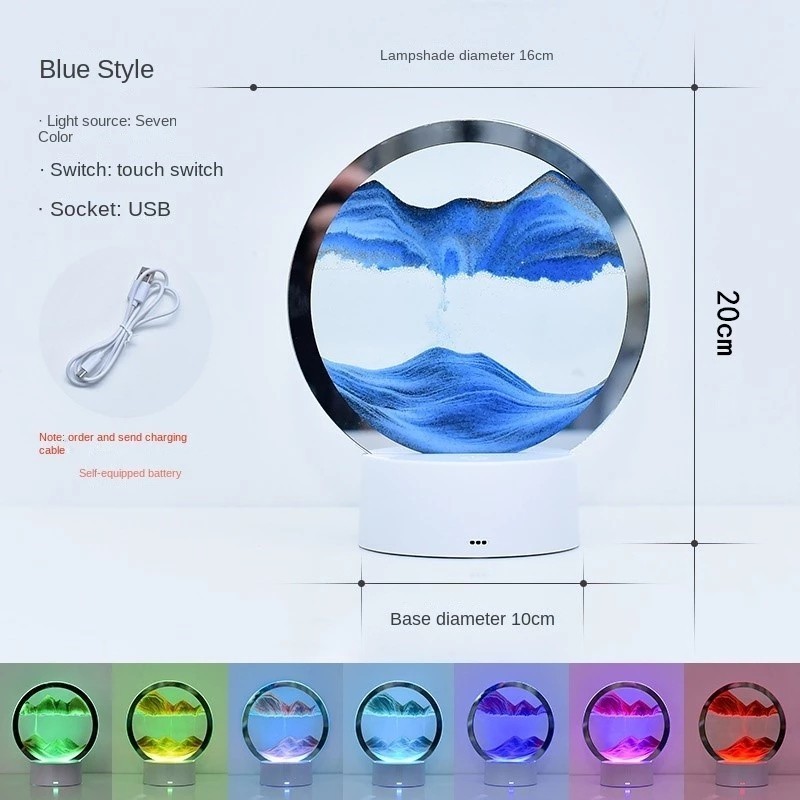 Howlighting Glass Gift Creative Touch Hourglass Table Lamp Color Sand Painting Quicksand Night Light for bedroom