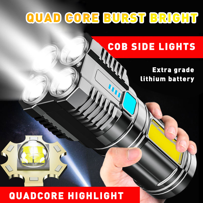 Howlighting 4-Mode Brightness Adjustment Outdoor Rechargeable Emergency Use Multi-Functional LED Display Flashlight