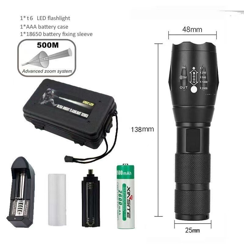 Howlighting Rechargeable Hand LED flash torch light Outdoor 1200 Lumen XML T6 Waterproof LED Zoomable Flashlight