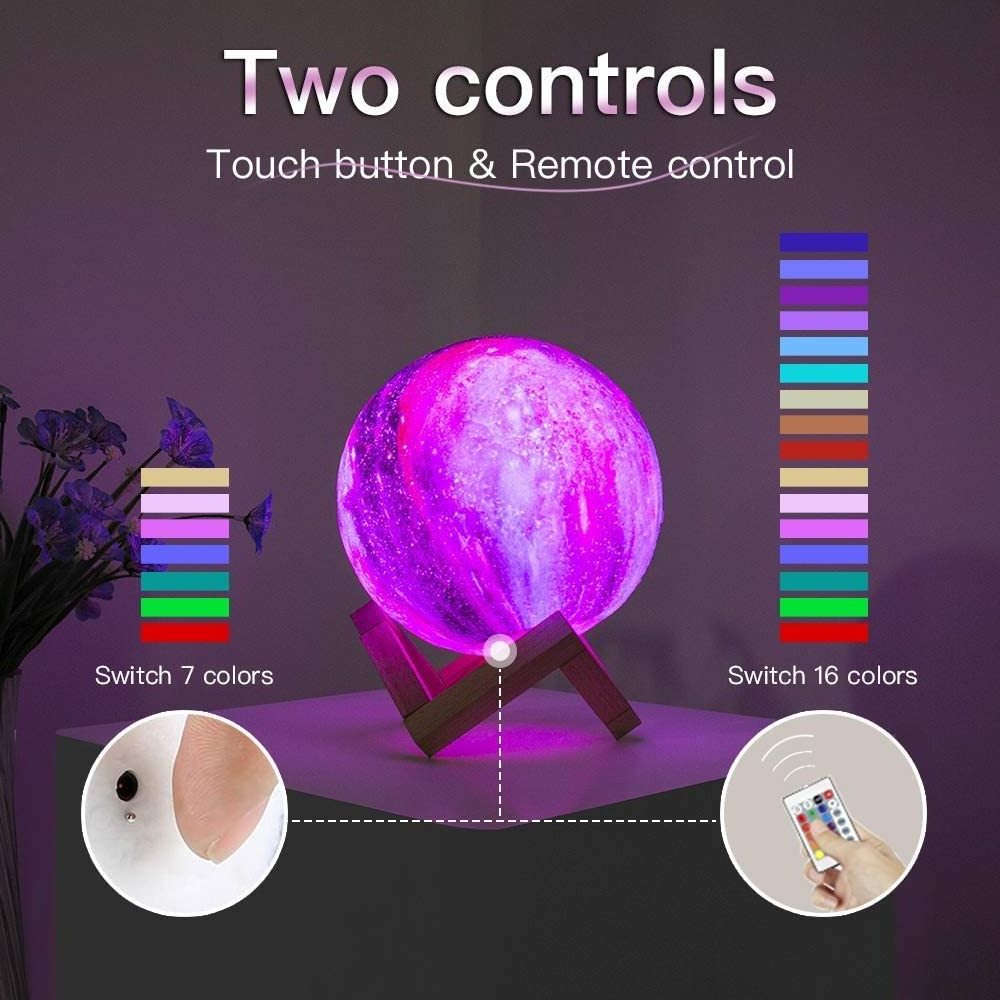 3D Lamp 16 Colors Moon Touch Light USB Rechargeable LED Night Light  With Remote Control