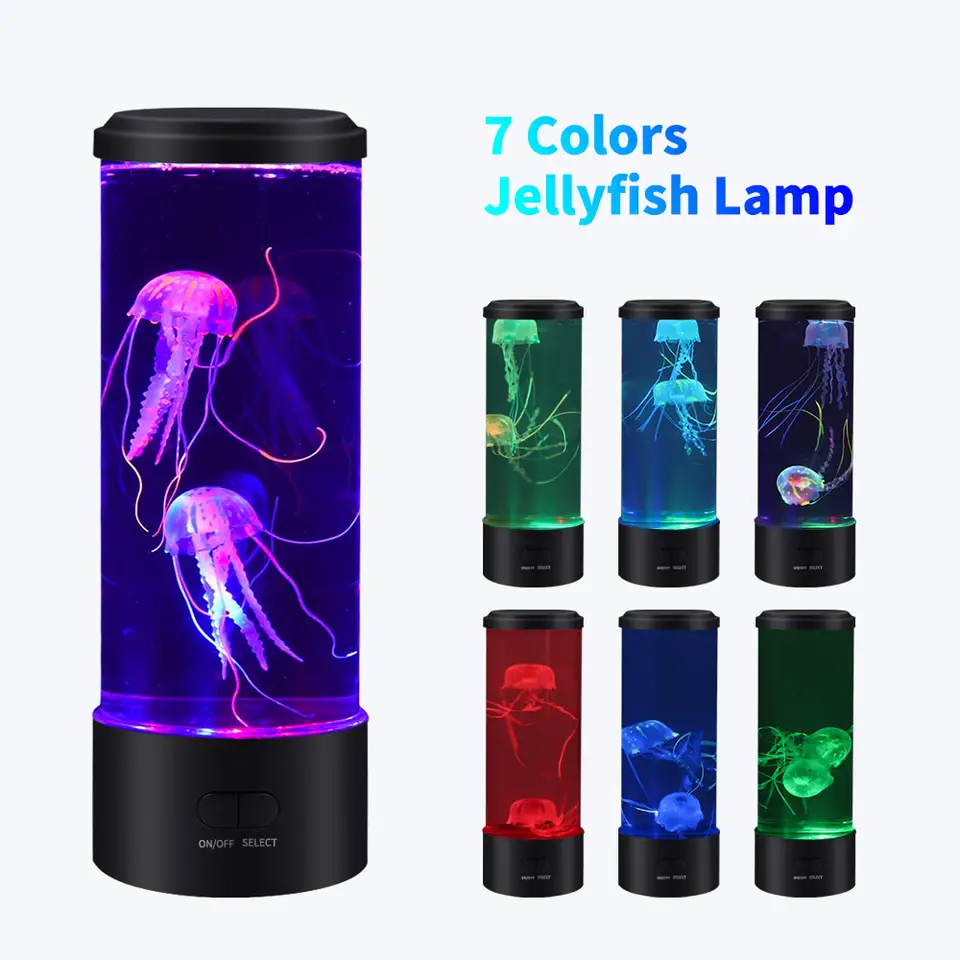 Howlighting Custom Fantasy Table Lamp 7 Color Changing Electric Round Night Light Jelly fish Aquarium Lava Lamp Jellyfish lamp