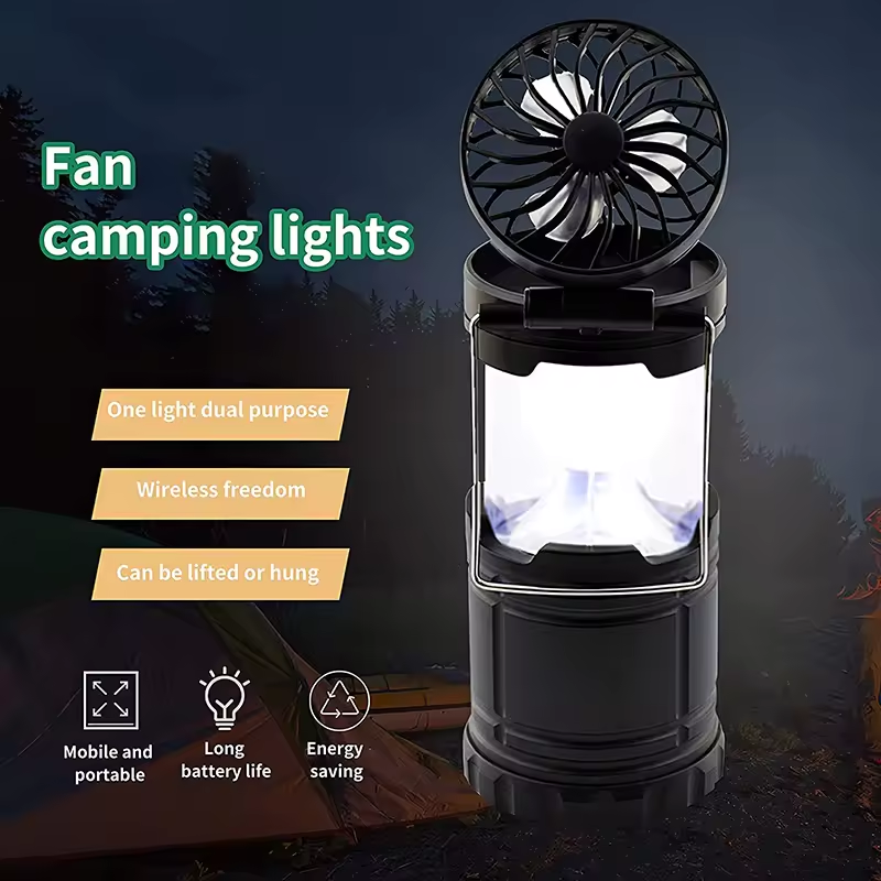 Howlighting Wiring-free Portable Waterproof Non-slip Emergency Led Camping Lights Outdoor Camping Lantern With Fan