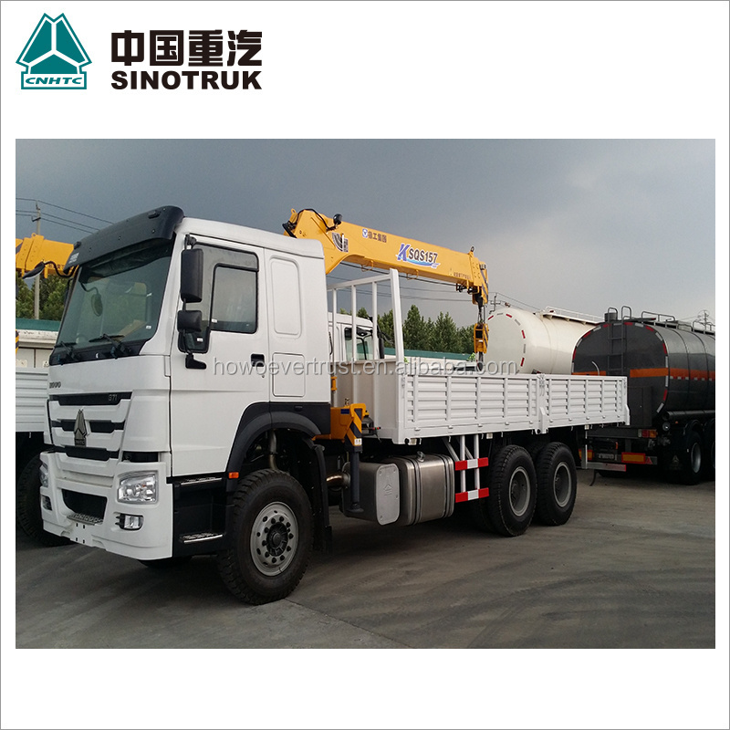 hot sale 371hp SINOTRUK HOWO cargo telescopic boom truck mounted crane 8 ton truck with crane