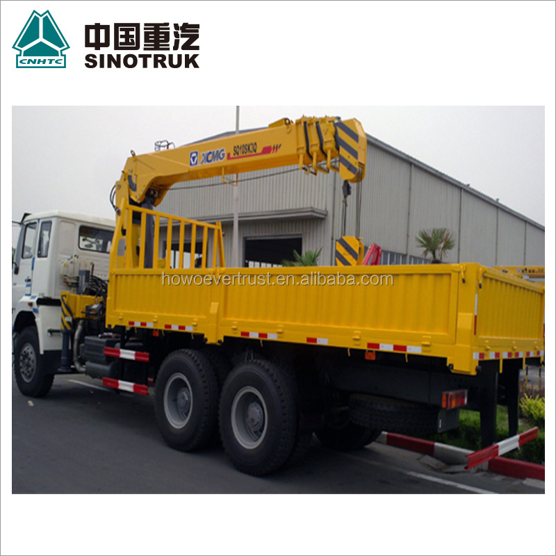 hot sale 371hp SINOTRUK HOWO cargo telescopic boom truck mounted crane 8 ton truck with crane