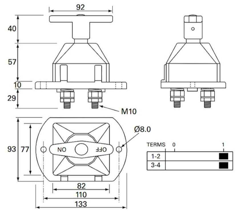 Marine  bipolar batter master switch truck battery switch  daiertek remote battery disconnect switch 250A 48V