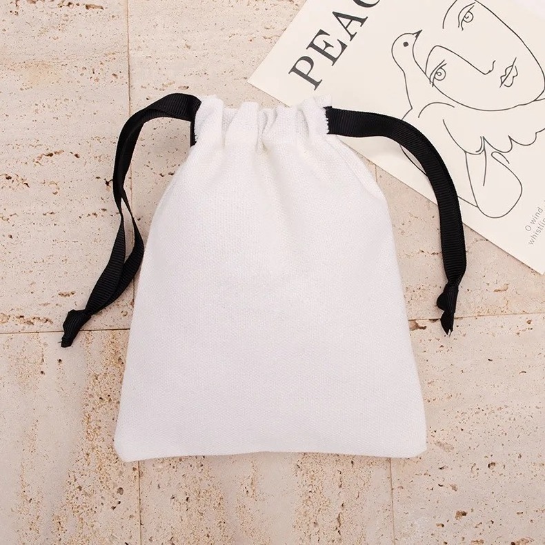 Promotional Wholesale Eco Friendly Custom Logo Printed Gift Soap Canvas Cotton Linen Candle Drawstring Bag