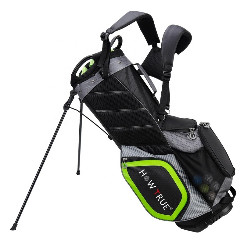 HOW TRUE High Quality Black 14 Way Golf Stand Bag Lightweight And Waterproof Golf Bags With 7 Pockets For Men Women