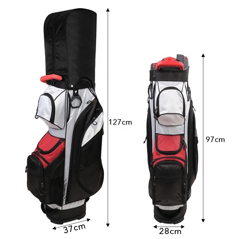 HOW TRUE Wholesale 14 Way Top Full Length Divider Pu Leather Golf Bags Black Durable Golf Bag For Protect Golf Clubs