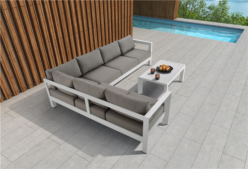 Modern All Weather Outdoor Patio Furniture L Shaped Garden Set Deep Seating Garden Sofa Sectionals