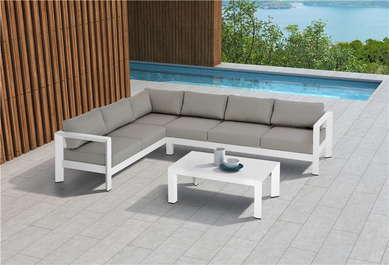 Modern All Weather Outdoor Patio Furniture L Shaped Garden Set Deep Seating Garden Sofa Sectionals