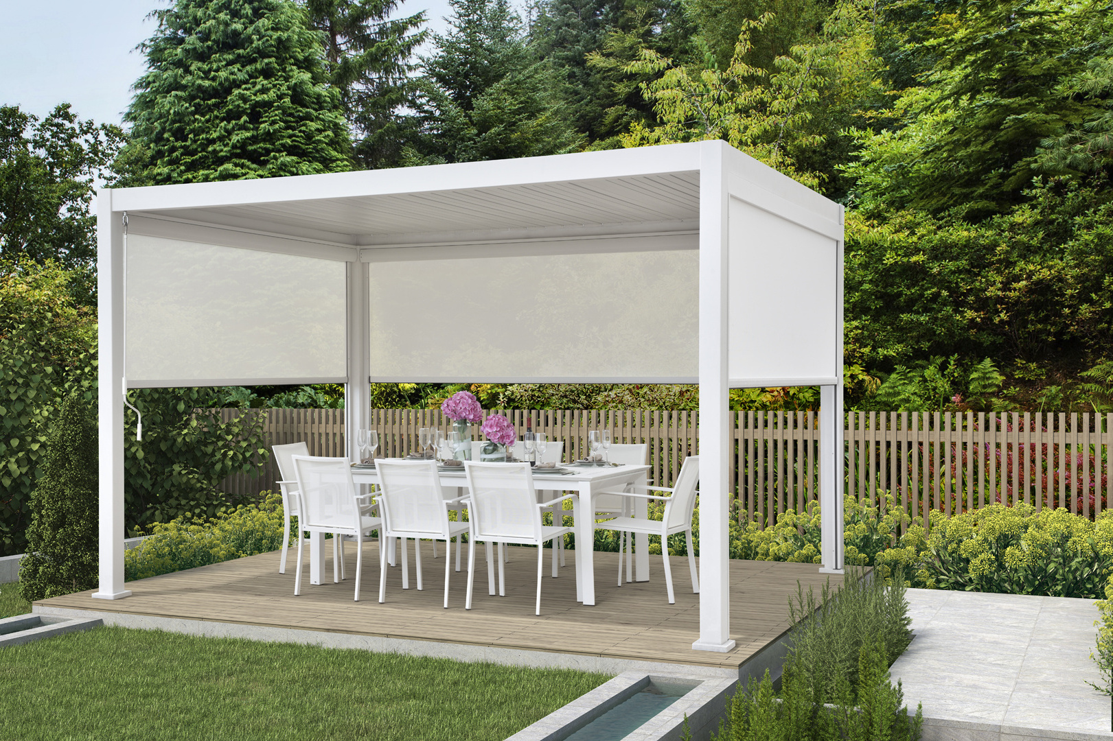 Howvin 3.6*3.6M Furniture Manufacturer Modern Metal Aluminium Framed Structure Louvre Pergola Gazebo Kits Roof