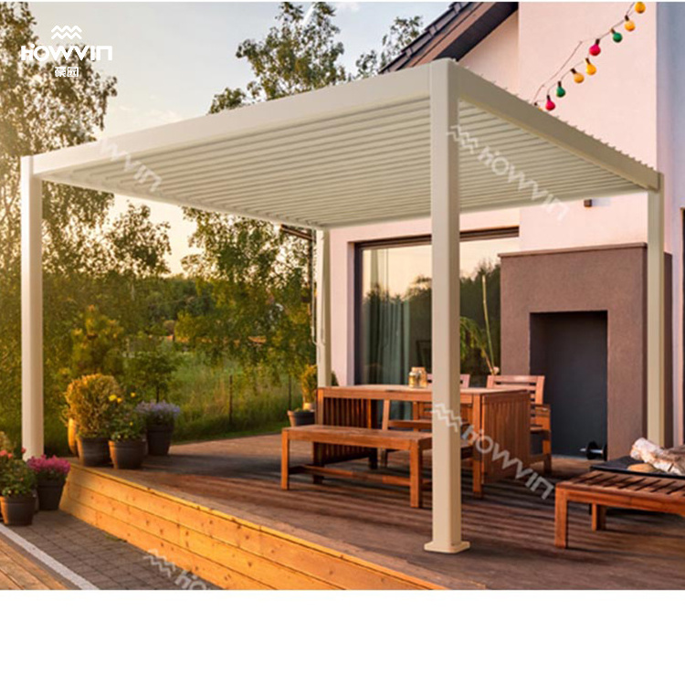 Howvin 3 x 3m / 3 x 4m patio roof adjustable terrace gazebo pergola with side panels gazebo outdoor aluminum pergola