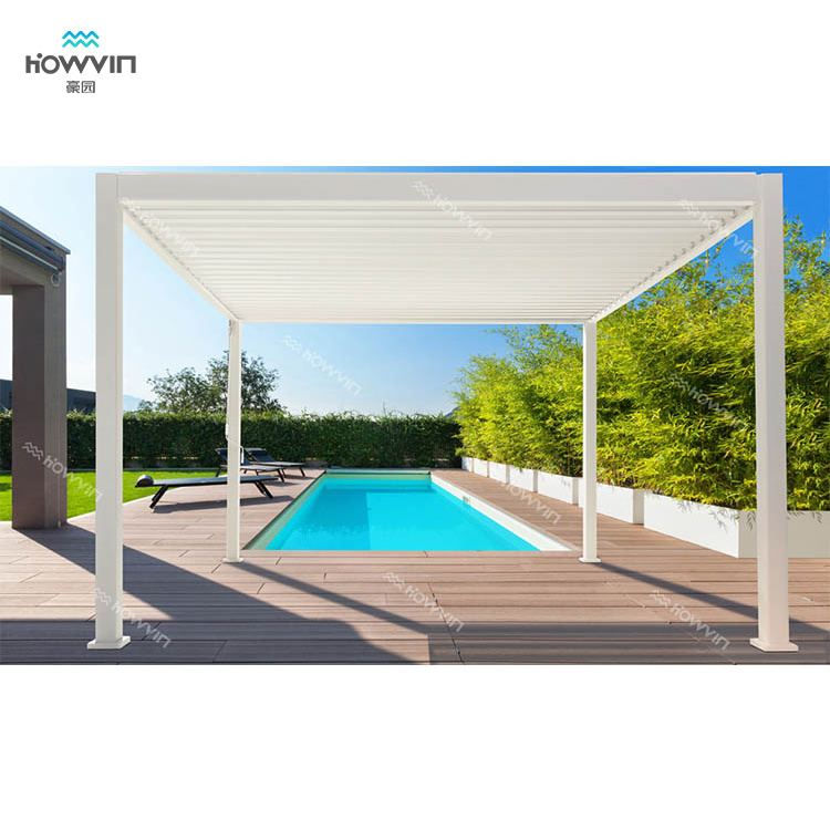 Howvin 3 x 3m / 3 x 4m patio roof adjustable terrace gazebo pergola with side panels gazebo outdoor aluminum pergola