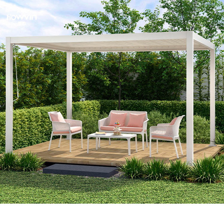 Howvin top quality easily assembled aluminum hot tub garden sunroom pergola canopy gazebo patio cover system retractable pergola