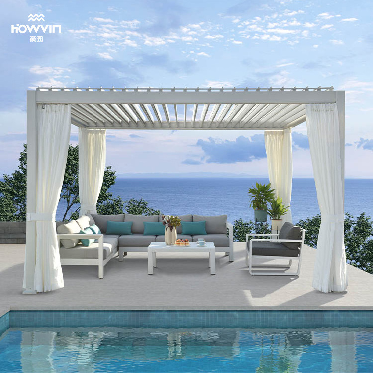 Howvin top quality easily assembled aluminum hot tub garden sunroom pergola canopy gazebo patio cover system retractable pergola