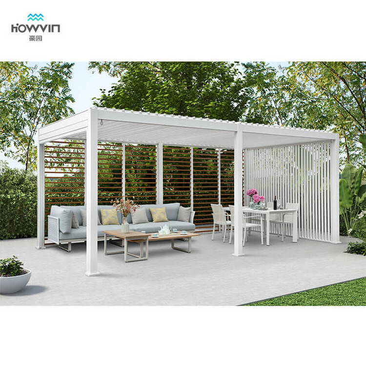 Howvin electric pergola system terrace gazebo aluminum sunshade shade roof pergola kit