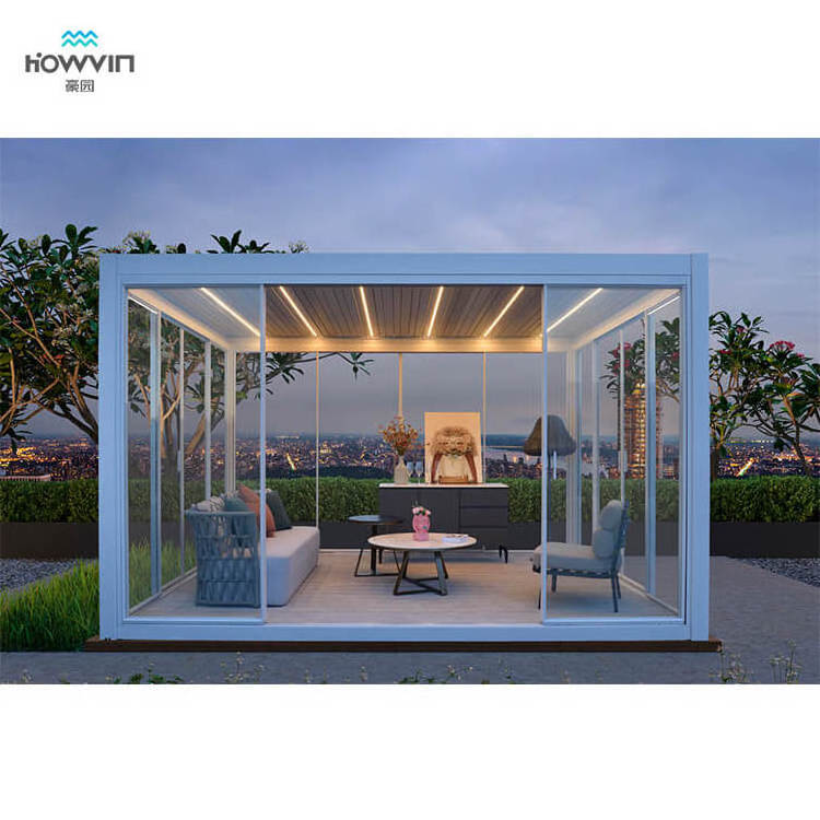 Howvin electric pergola system terrace gazebo aluminum sunshade shade roof pergola kit