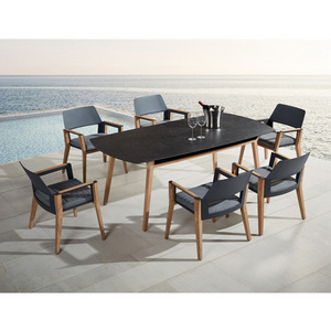 Brand Hot Selling Outdoor Coffee Metal 6 Person Garden Aluminum Chair Dining Table Furniture Set