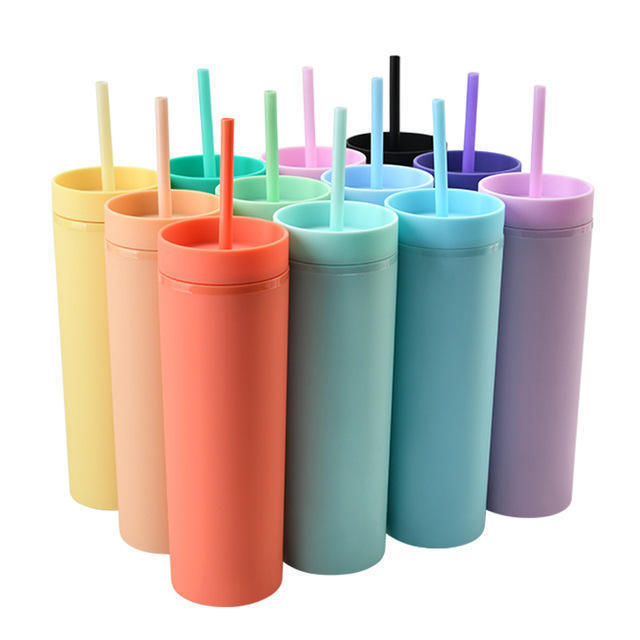 2023 New Arrivals High Quality 16oz Dome Lid Skinny Tumbler With Lid And Straw