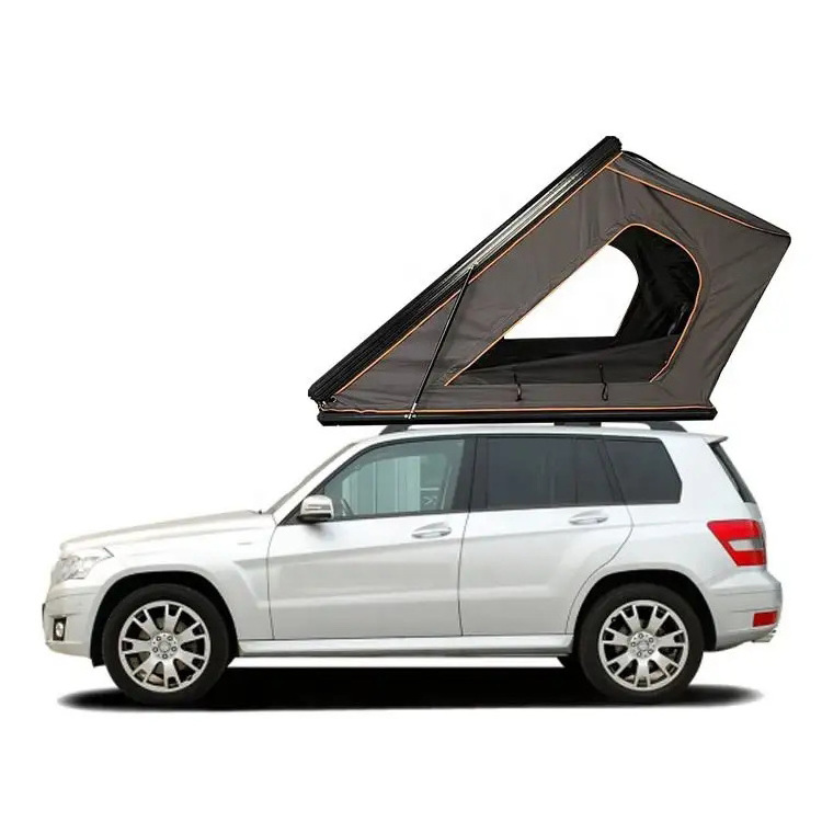 NEW style custom logo Camping Aluminum 2 Person Roof Top Tent Triangle Hard Shell car Top Roof Tent with skylight