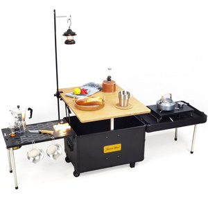 2023 High quality portable camping outdoor kitchen 6-8 person bbq stainless steel outdoor mobile kitchen