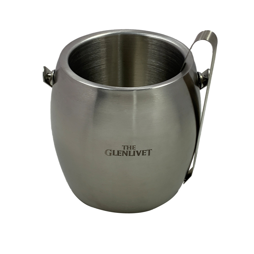 American Style Customizable Ice Buckets Colorfast Shiny Wood Stainless Steel Ice Bucket For Bar