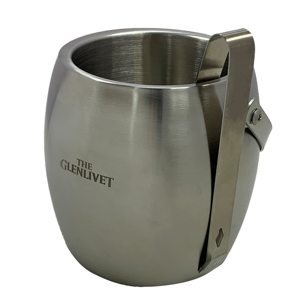 American Style Customizable Ice Buckets Colorfast Shiny Wood Stainless Steel Ice Bucket For Bar