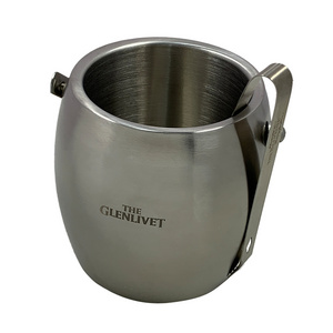 American Style Customizable Ice Buckets Colorfast Shiny Wood Stainless Steel Ice Bucket For Bar