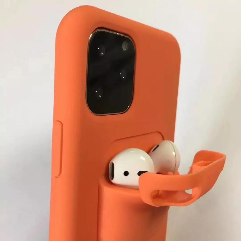 2 In1 Silicone Phone Case for iPhone 11 Pro X 7 8 6 6S Plus XS Max XR With Wireless Earphone Case For AirPods Holder