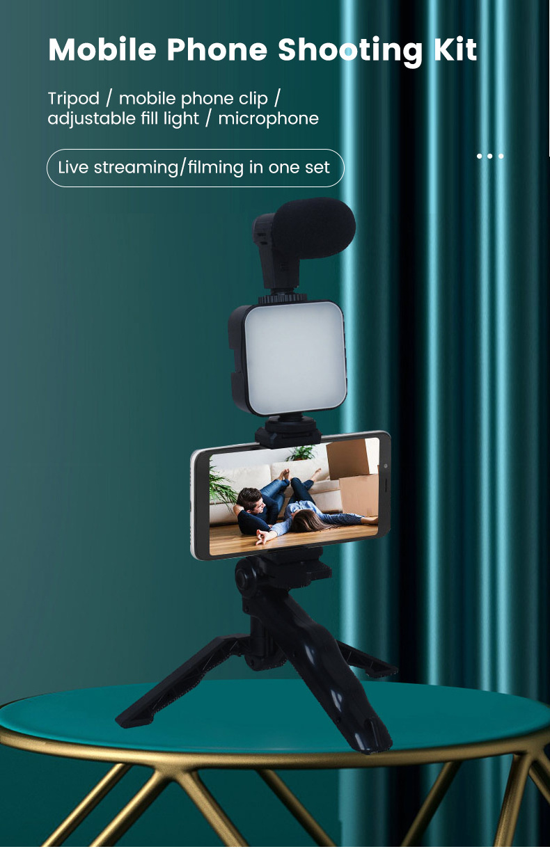 Portable live stream Vlogging Kit Video Making Equipment with Tripod LED filllight Live stream kit