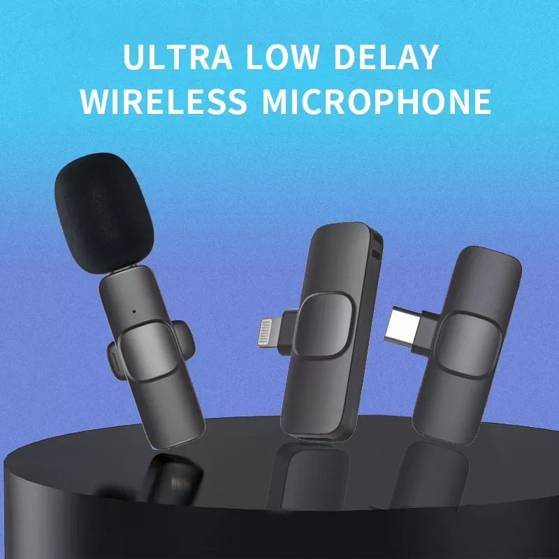 OEM Professional Wireless Lavalier Lapel Mini Microphone 2 Clips Noise Reduce Recording Small Mic For iPhone Android Live Stream