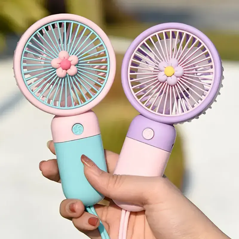 Creative summer desktop outdoor portable fan USB charging mini handheld fan children kids handheld rechargeable pocket fan