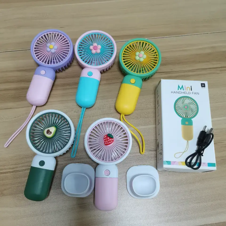 Creative summer desktop outdoor portable fan USB charging mini handheld fan children kids handheld rechargeable pocket fan